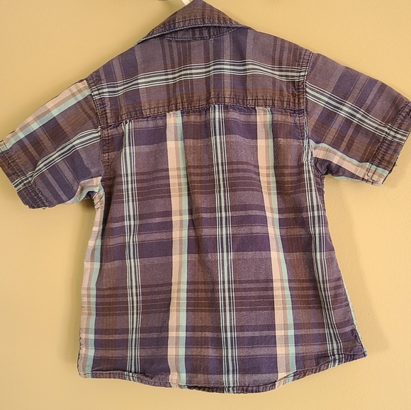 CALVIN KLEIN JEANS blue plaid cotton button down s - Picture 2 of 4